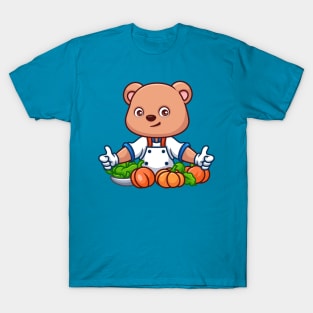 Chef Bear Cute Cartoon T-Shirt